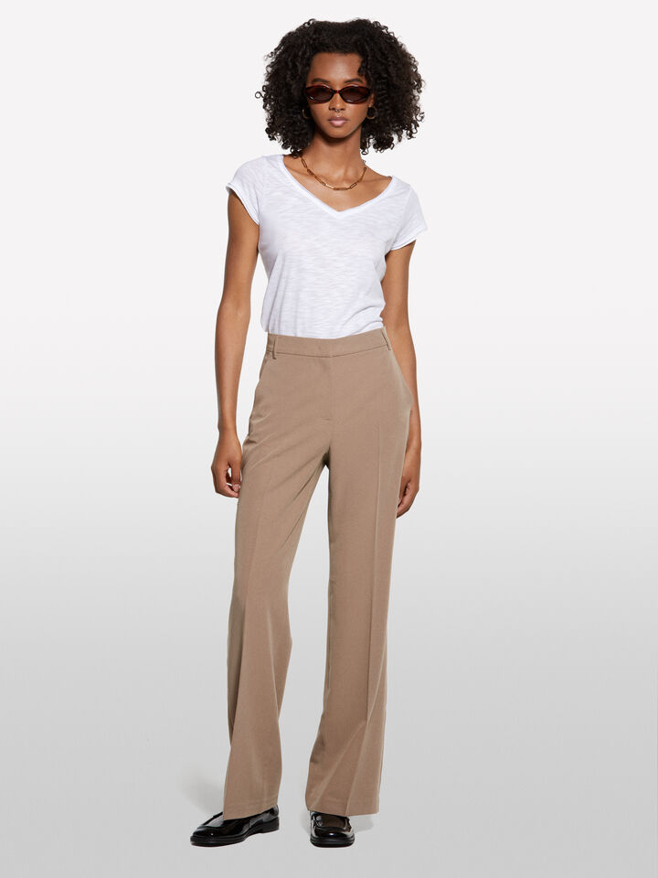 White V-neck t-shirt - women's short sleeve t-shirts - White | Sisley image number 1